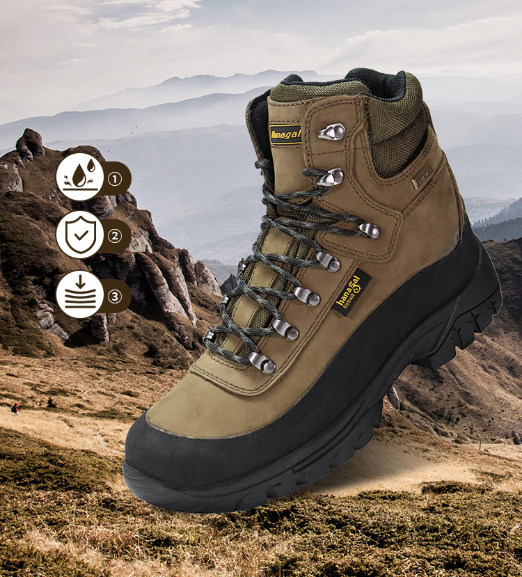 Water Splash Protection Leather Trekking Shoes